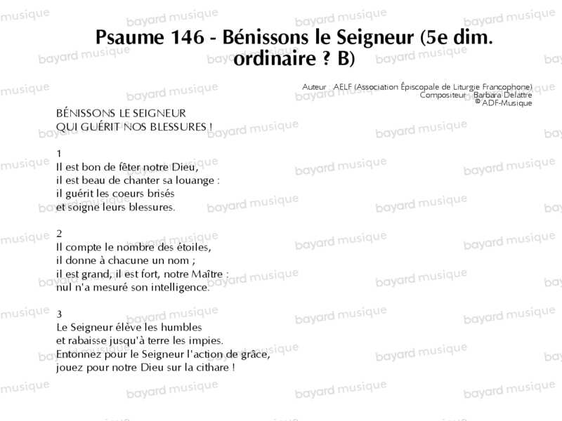 Chantons En Eglise - Psaume 146 - Bénissons Le Seigneur (5e Dim ...